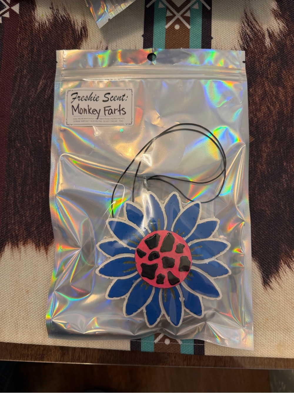 Blue Flower Pendant Air Freshener - 'Monkey Farts' Scent